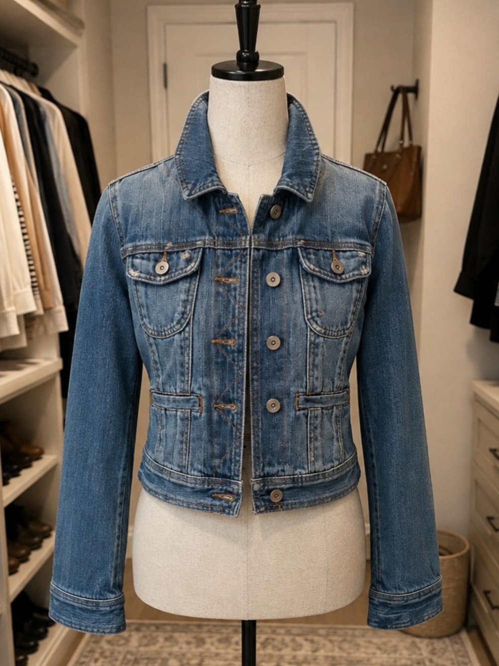 Mossimo Supply Co. Medium Blue Fitted Denim Jacket